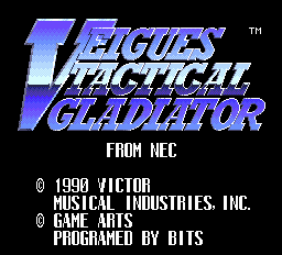 Veigues Tactical Gladiator title screen for TurboGrafx-16